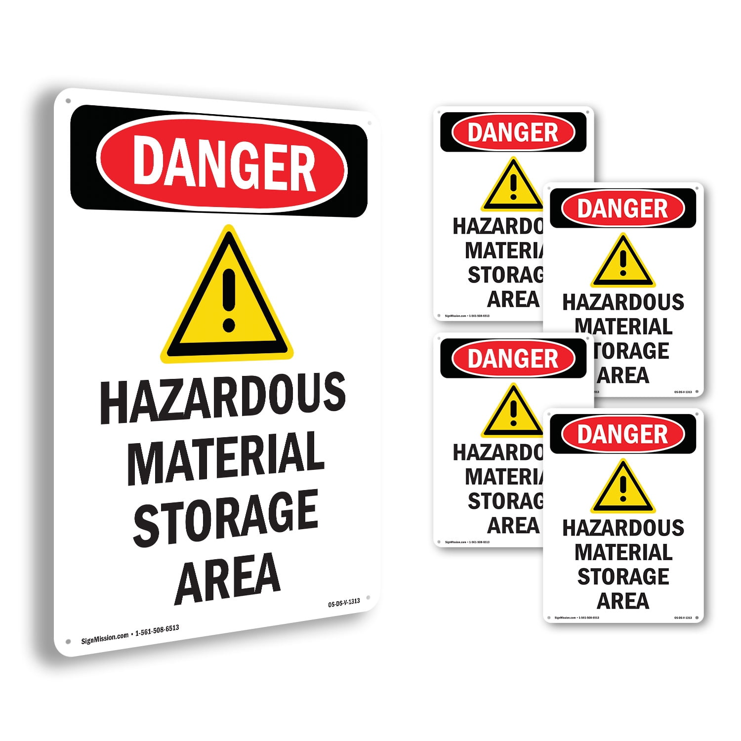 Hazardous Material OSHA Danger Aluminum Sign 18 Inch x 12 Inch - 5 Pack ...