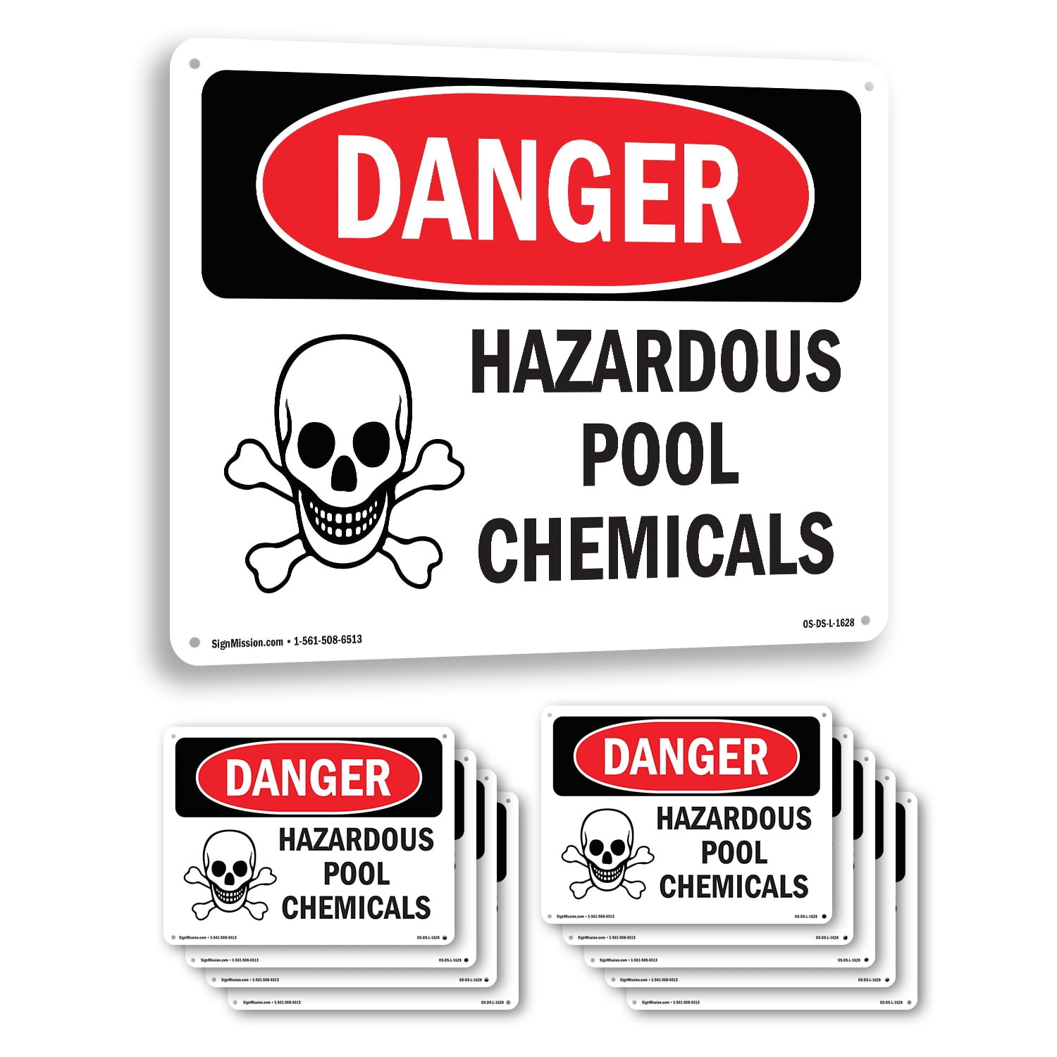 Hazardous Pool Chemicals OSHA Danger Rigid Plastic Sign 18 Inch x 12 ...