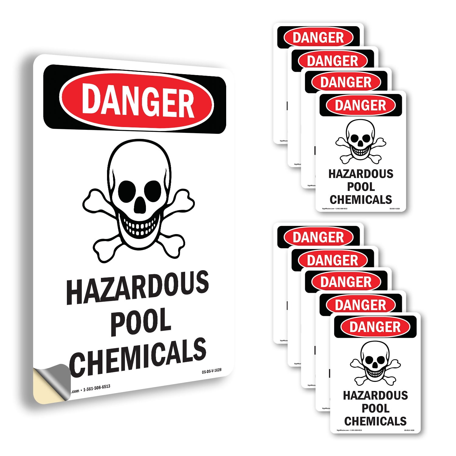 Hazardous Pool Chemicals OSHA Danger Vinyl Decal Label 18 Inch x 12 ...