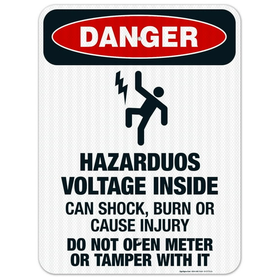 Hazardous Voltage Inside Can Shock, Burn Or Cause Injury Sign, OSHA Danger Sign, 18x24 Reflective Aluminum EGP