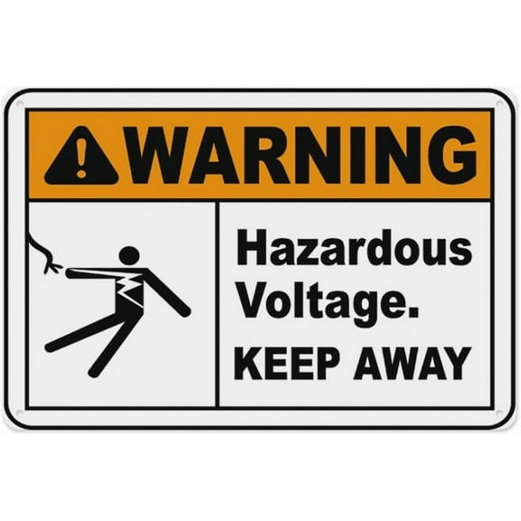 Hazardous Voltage Keep Away Tin Sign Warning Metal Sign Vintage Wall Decor for Home Farm Bar Coffee Shop Club Decoration 8x12 Inch