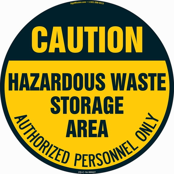 Hazardous Waste Non-Slip Floor Marker | 12 Pack of 16" Circle Vinyl Decal | Protect Your Business, Work Place & Customers |  Made in The USA