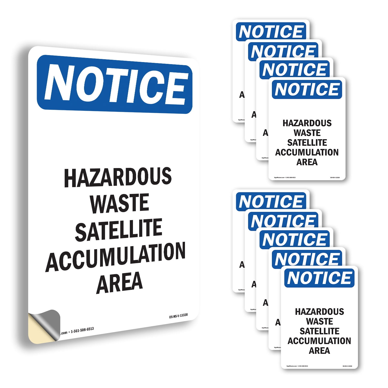 Hazardous Waste Satellite Accumulation OSHA Notice Vinyl Decal Label 10 ...