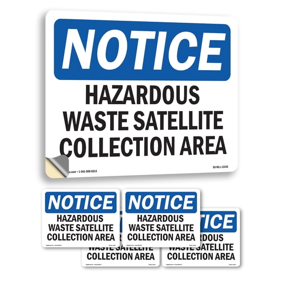 Hazardous Waste Satellite Collection Area OSHA Notice Vinyl Decal Label ...