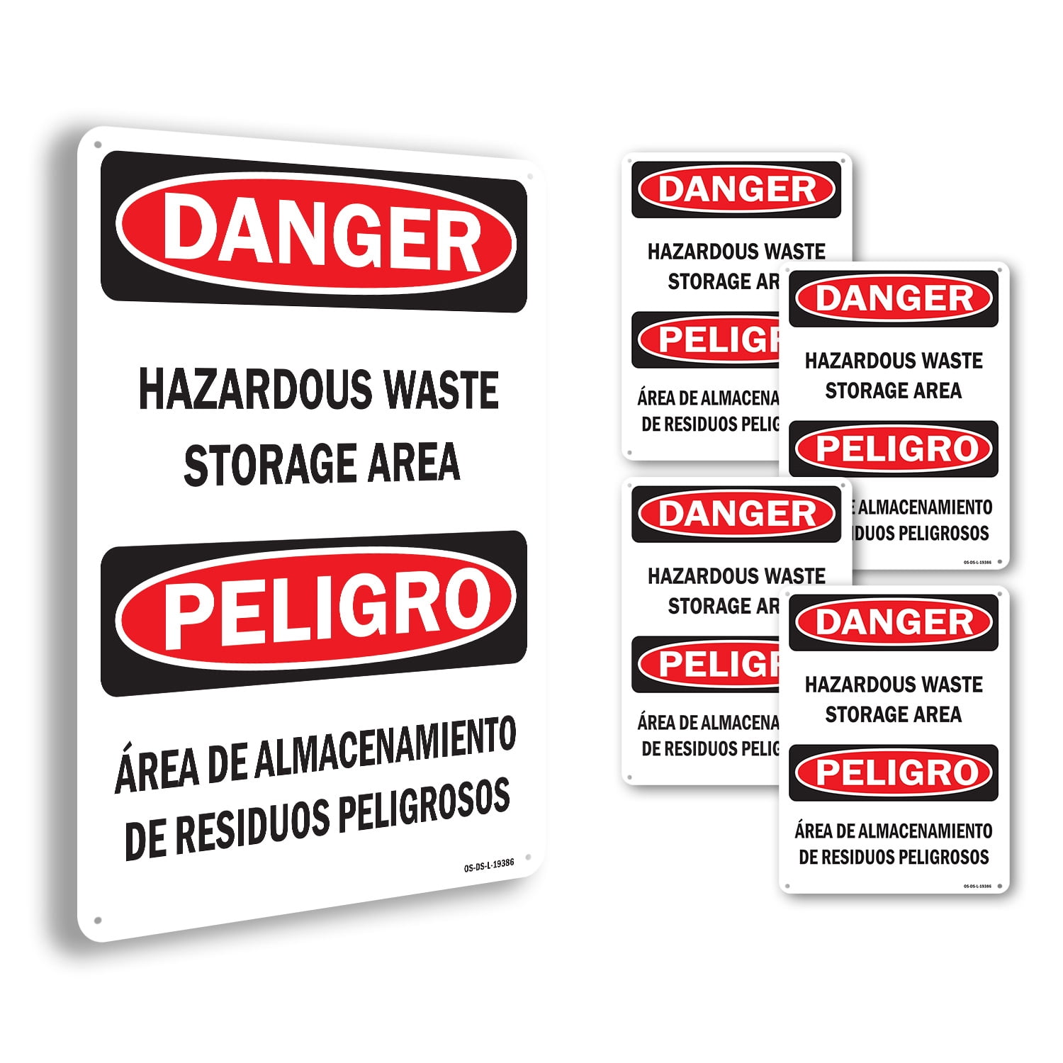 Hazardous Waste Storage Area Bilingual OSHA Danger Rigid Plastic Sign ...