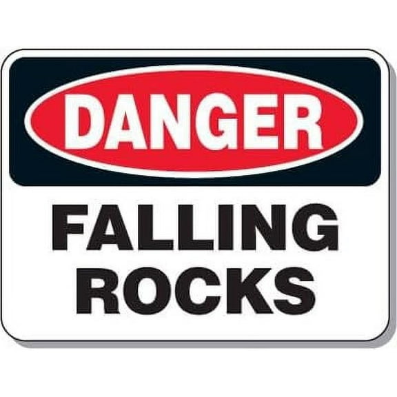 Hazardous Work Zone Mining - Danger Falling Rocks Safety & Compliance - & ANSI Compliant Scaffold, Mine & Construction Site Metal Tin Sign - 12x16 Inch