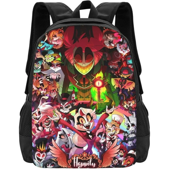 Hazbin Anime Hotel Backpack Hiking Travel Laptop Backpacks Durable Multifunctional Casual Lightweight Shoulders Purse, Black