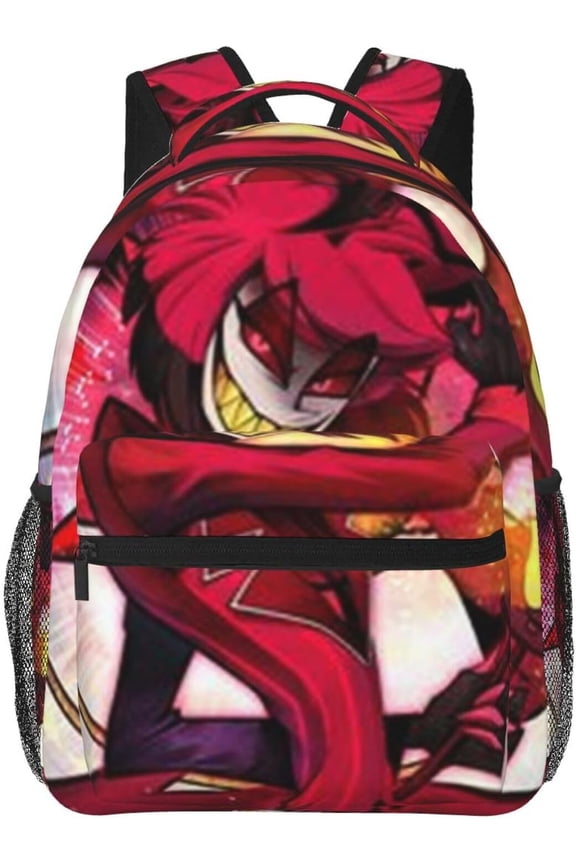 Hazbin Casual Student Backpack With Adjustable Shoulder Straps And Cushioned Back For Comfort Black 15