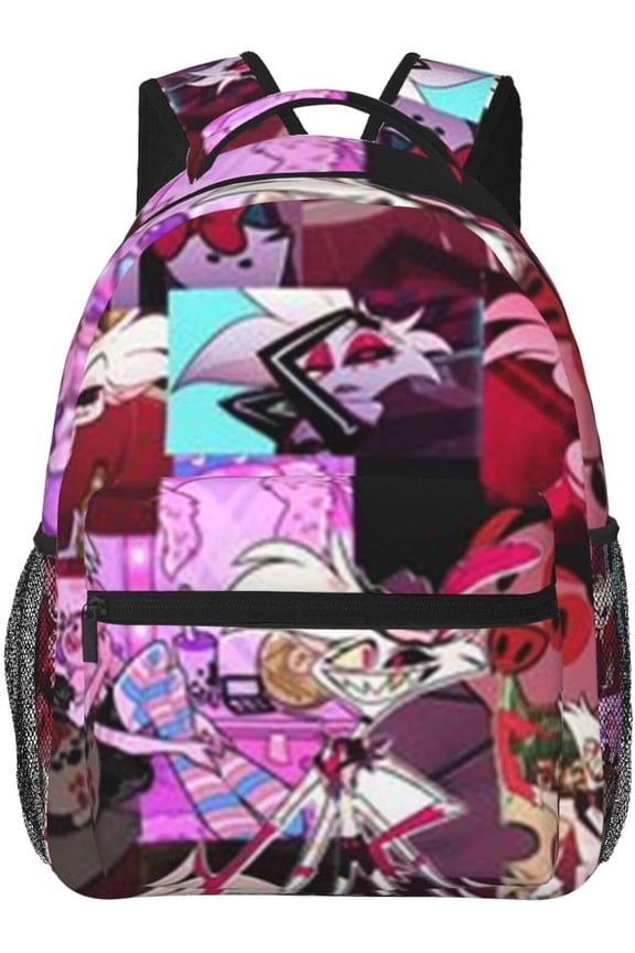 Hazbin Casual Student Backpack With Adjustable Shoulder Straps And Cushioned Back For Comfort Black 2