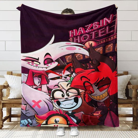 Hazbin Hote Anti Pilling Flannel Blanket Gifts for Fans Lover Girls Boys Women Present Hoodie Him Bed 30"x40"