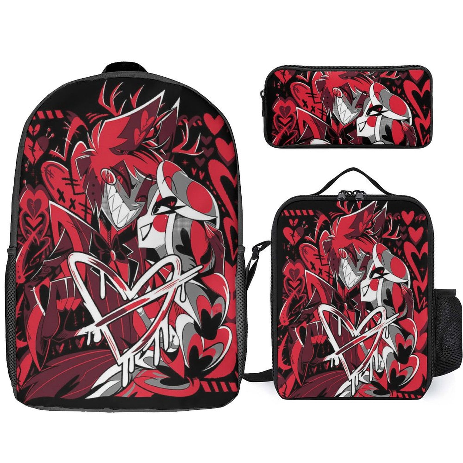 Joymoze Girls Backpack Set With Lunch Bag & Pencil Purse - Laptop Backpack, USB Port, Black Chain Design