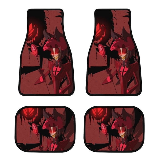 Hazbin Hotel 4 Pcs Car Floor Mats Universal Fit Floor Mats Front & Rear Liners for Trucks Van SUV Auto