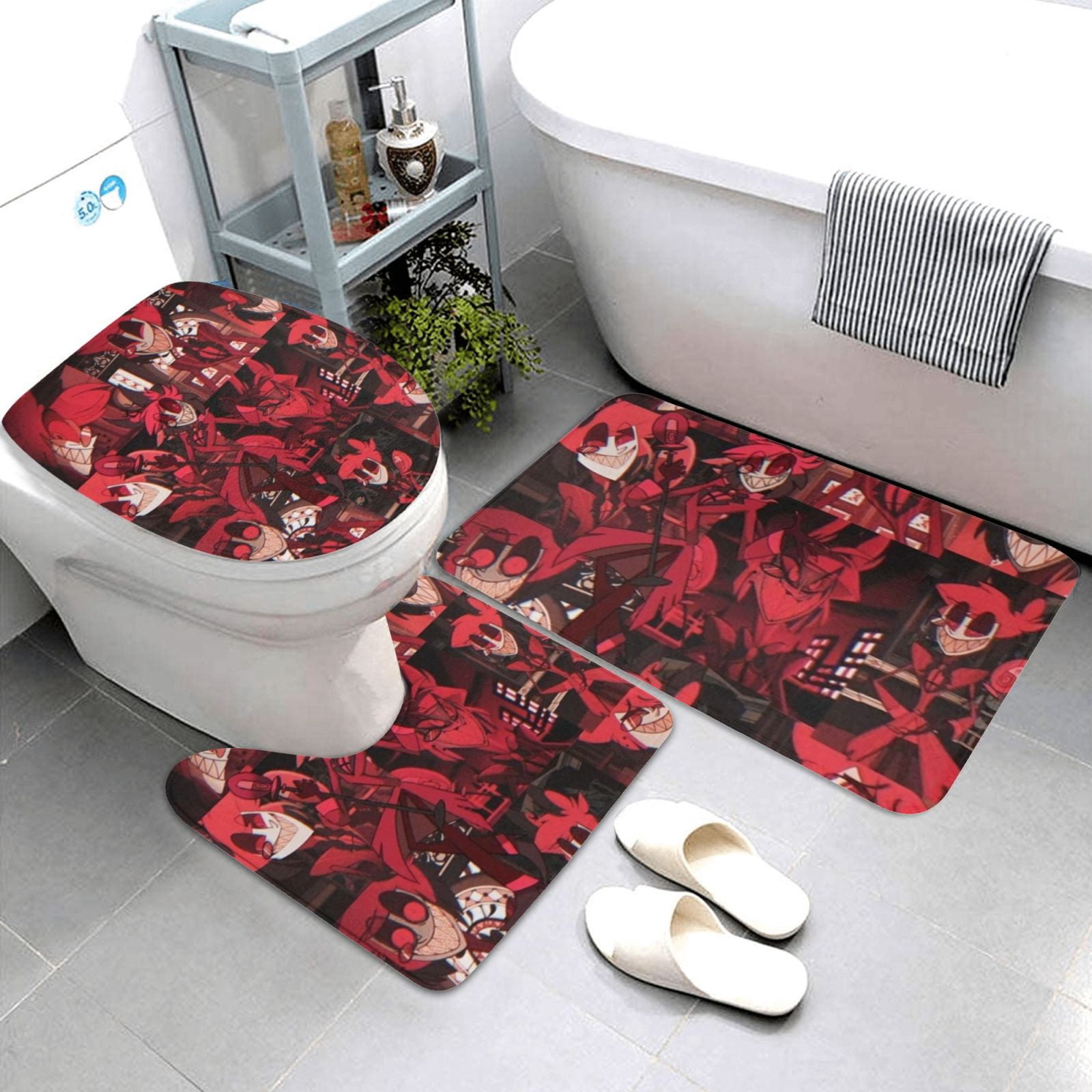 Hazbin Hotel Alastor Printed 3 Piece Bathroom Rug Set Includes Bathroom ...