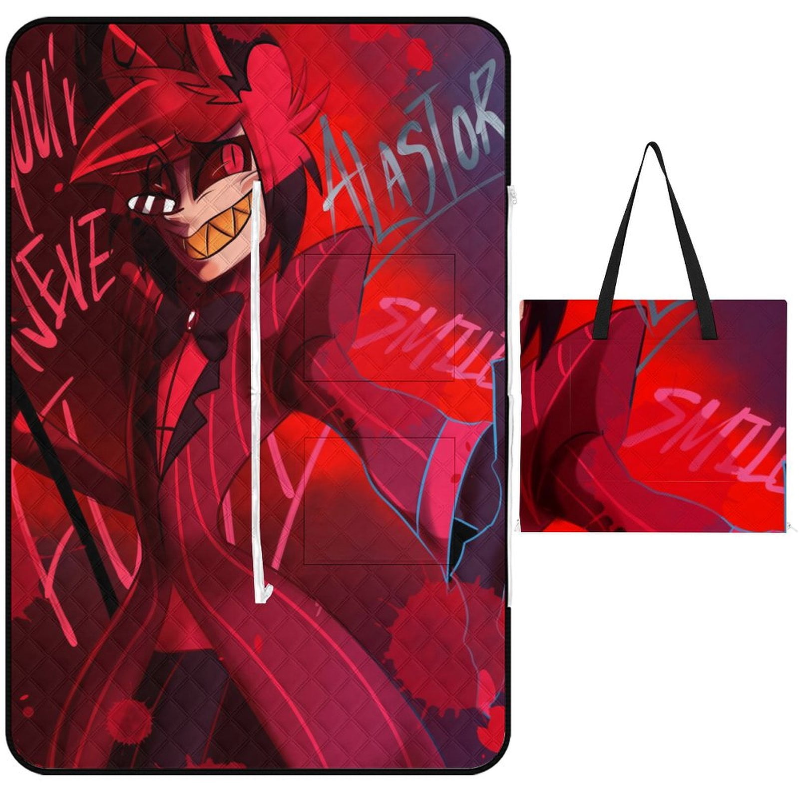 FOTAP Hazbin Cartoon Merch Alastor Demon Gift Thank I Hate It Alastor Inspire Tote Bag Hazbin Anime Merch Handbag (Hate It UK - 3