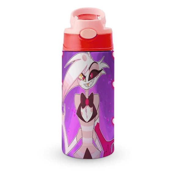 Hazbin Hotel Angel Dust Dance Kid's Insulated Water Bottle With Straw Vacuum Stainless Steel Cup Leak-Proof Toddler Thermoses Water Cup For Children