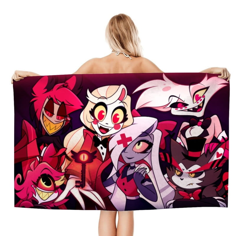 Hazbin Hotel Anime Gifts Beach Towel for Women Kids Birthday Bath Outdoor Quick Dry Lightweight 30.7×63in