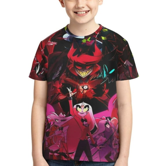 Hazbin Hotel Boys Girls 3d Graphic Printed T-Shirt Crewneck Short Sleeve Tees