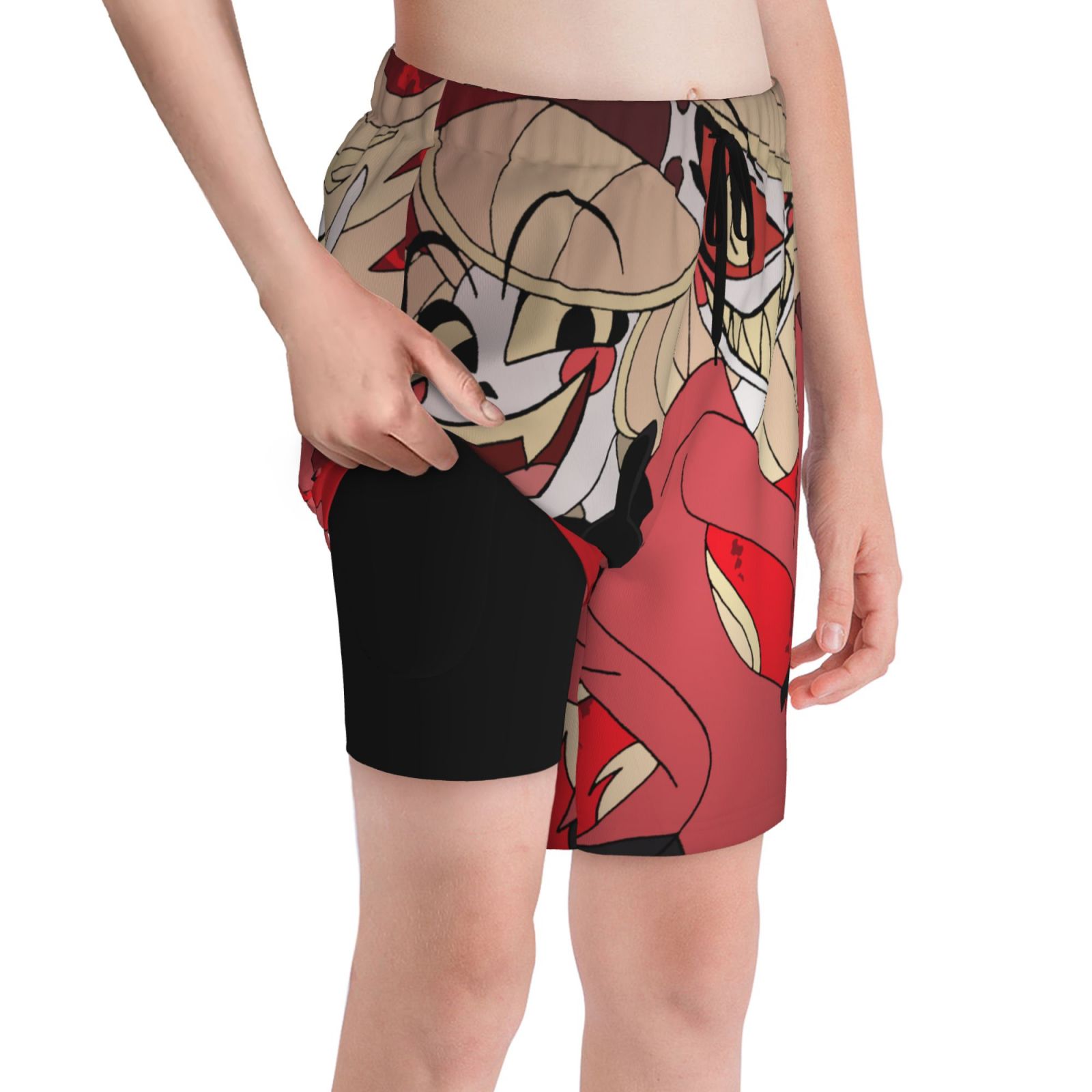 Hazbin Hotel Boys Swim Trunks With Boxer Brief Liner Compression Boy