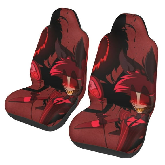 Hazbin Hotel Car Seat Covers 2 Pcs Seat Protector Cover Universal Front Vehicle Seat Protector For Auto Truck Van Suv Sedan Vehicle