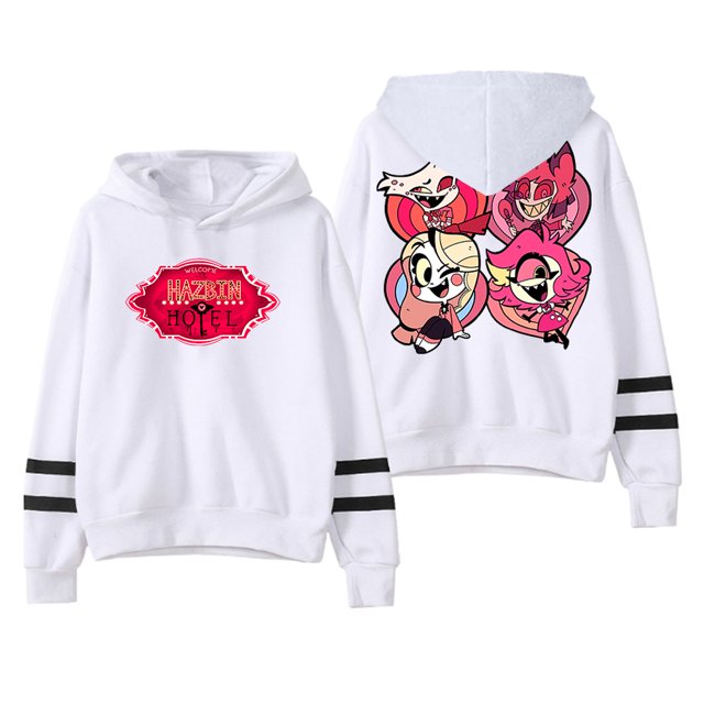 Hazbin Hotel Cartoon Hoodie Pocketless Parallel Bars Sleeve Sweatshirt ...