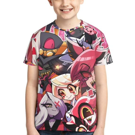 Hazbin Hotel Comedy Animated Teen T-Shirt Crewneck Short Sleeve Double-Sided Print Summer Tee Shirts Top For Youth Boys Girls Children X-Small