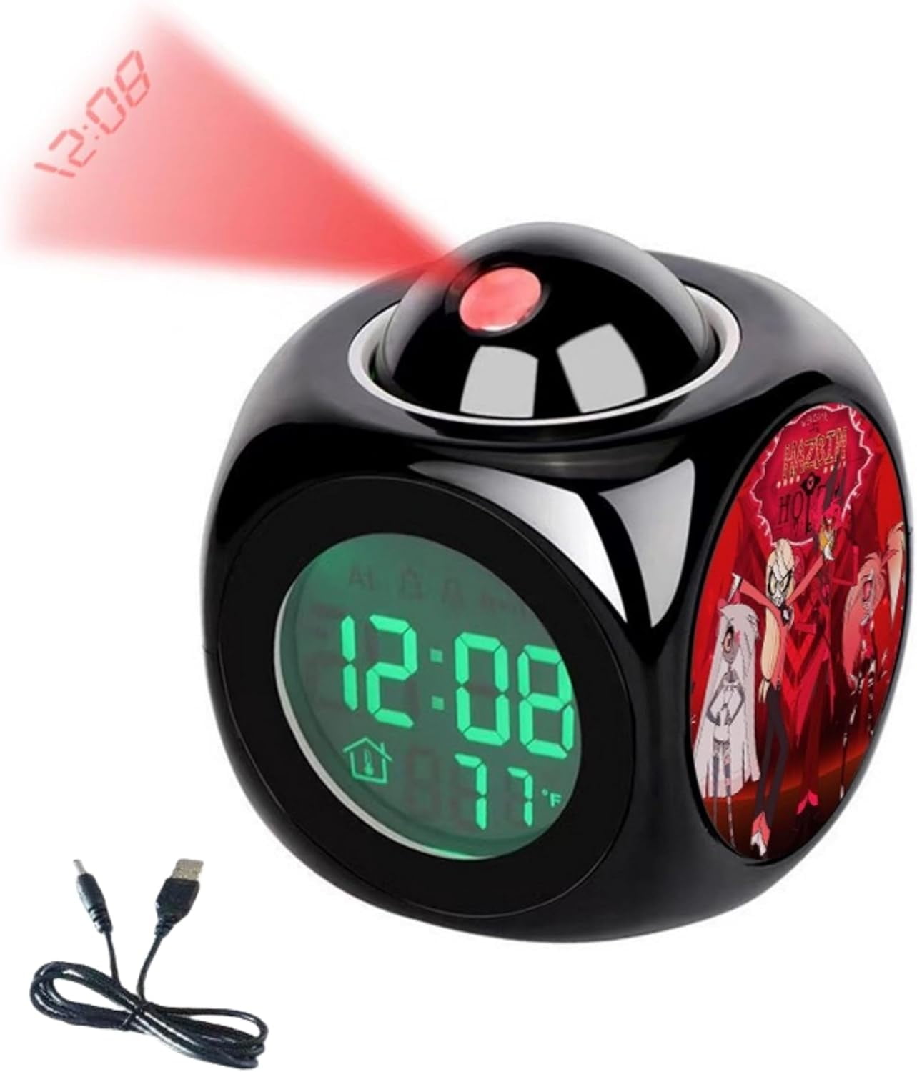 Hazbin Hotel Cosplay Merch Projection Alarm Clock For Bedroom Ceiling
