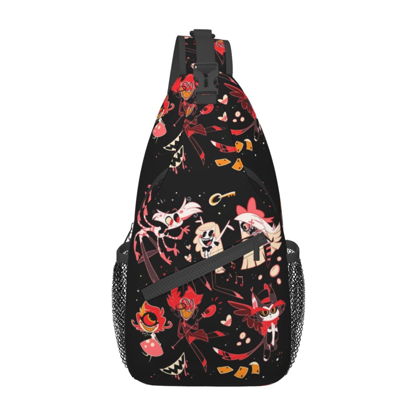 Pink Skull Pattern Crossbody Backpack Lightweight Hiking Daypack Lightweight Backpack Roses and Skull School Bag Travel  main image 3