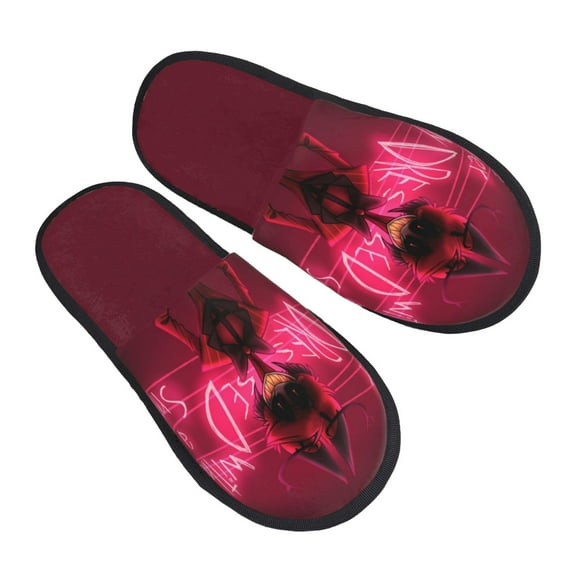 Hazbin Hotel Furry Slippers For Men Women Fuzzy House Slippers Winter Anti-Slip Indoor And Outdoor Slip On Shoes Medium