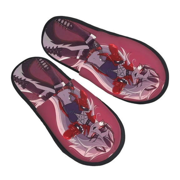 Hazbin Hotel Furry Slippers For Men Women Fuzzy House Slippers Winter Anti-Slip Indoor And Outdoor Slip On Shoes Medium