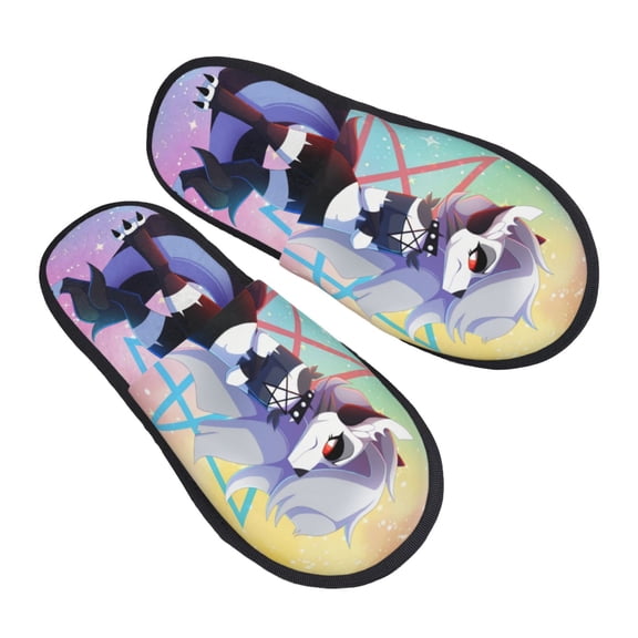 Hazbin Hotel Furry Slippers For Men Women Fuzzy House Slippers Winter Anti-Slip Indoor And Outdoor Slip On Shoes Medium