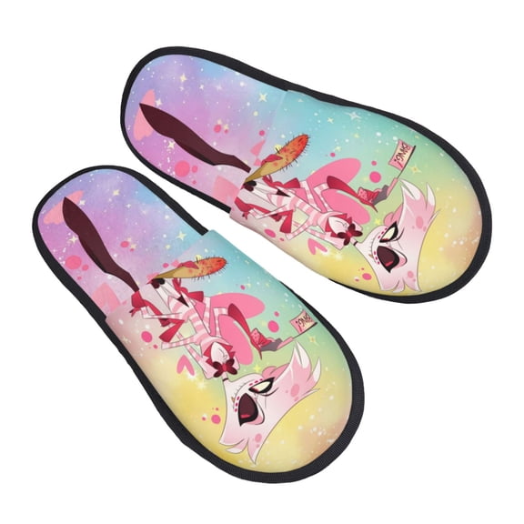 Hazbin Hotel Furry Slippers For Men Women Fuzzy House Slippers Winter Anti-Slip Indoor And Outdoor Slip On Shoes Medium