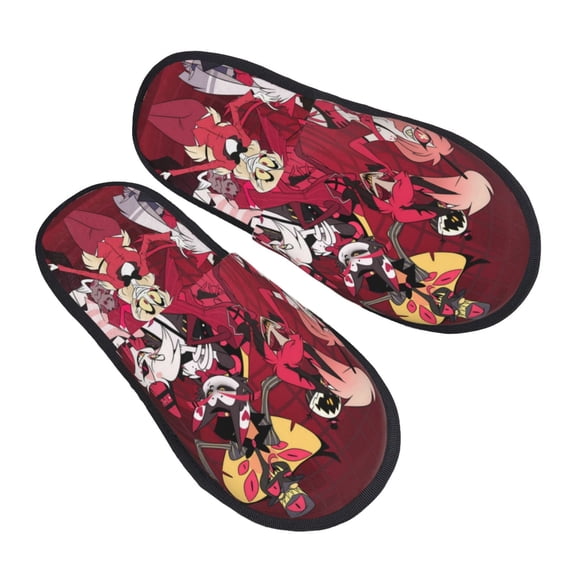 Hazbin Hotel Furry Slippers For Men Women Fuzzy House Slippers Winter Anti-Slip Indoor And Outdoor Slip On Shoes Medium