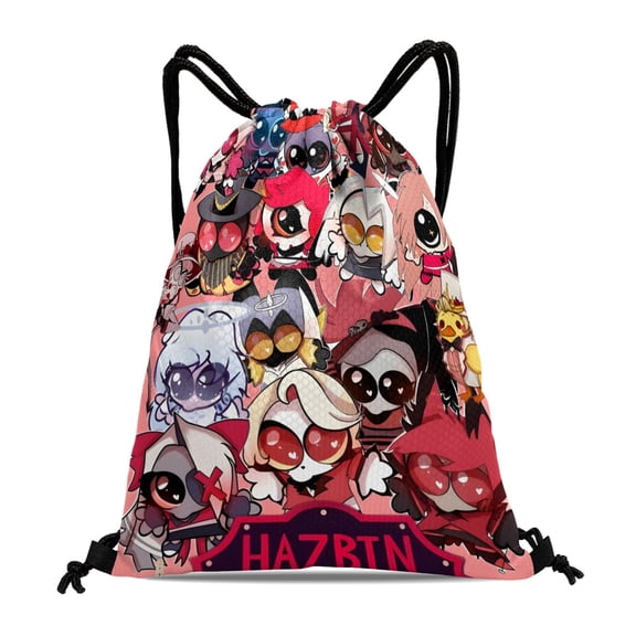 Hazbin Hotel Gift Drawstring Bag:Waterproof, ideal for fitness, hiking, swimming, travel, beach, and shopping, measuring 15.7*17.7 inches (40cm45cm.