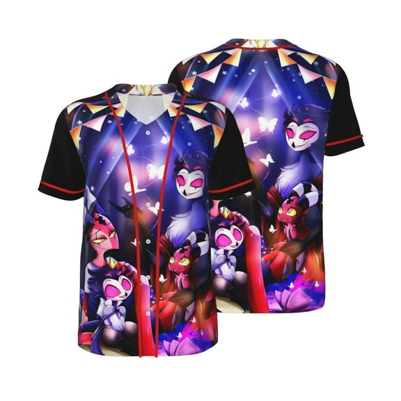 Hazbin Hotel Helluva Boss Baseball Jerseys Shirts Baseball Button Down Shirt for Men Women Adult