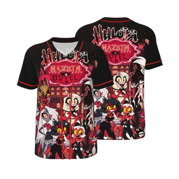 Hazbin Hotel Helluva Boss Baseball Jerseys Shirts Baseball Button Down Shirt for Men Women Adult