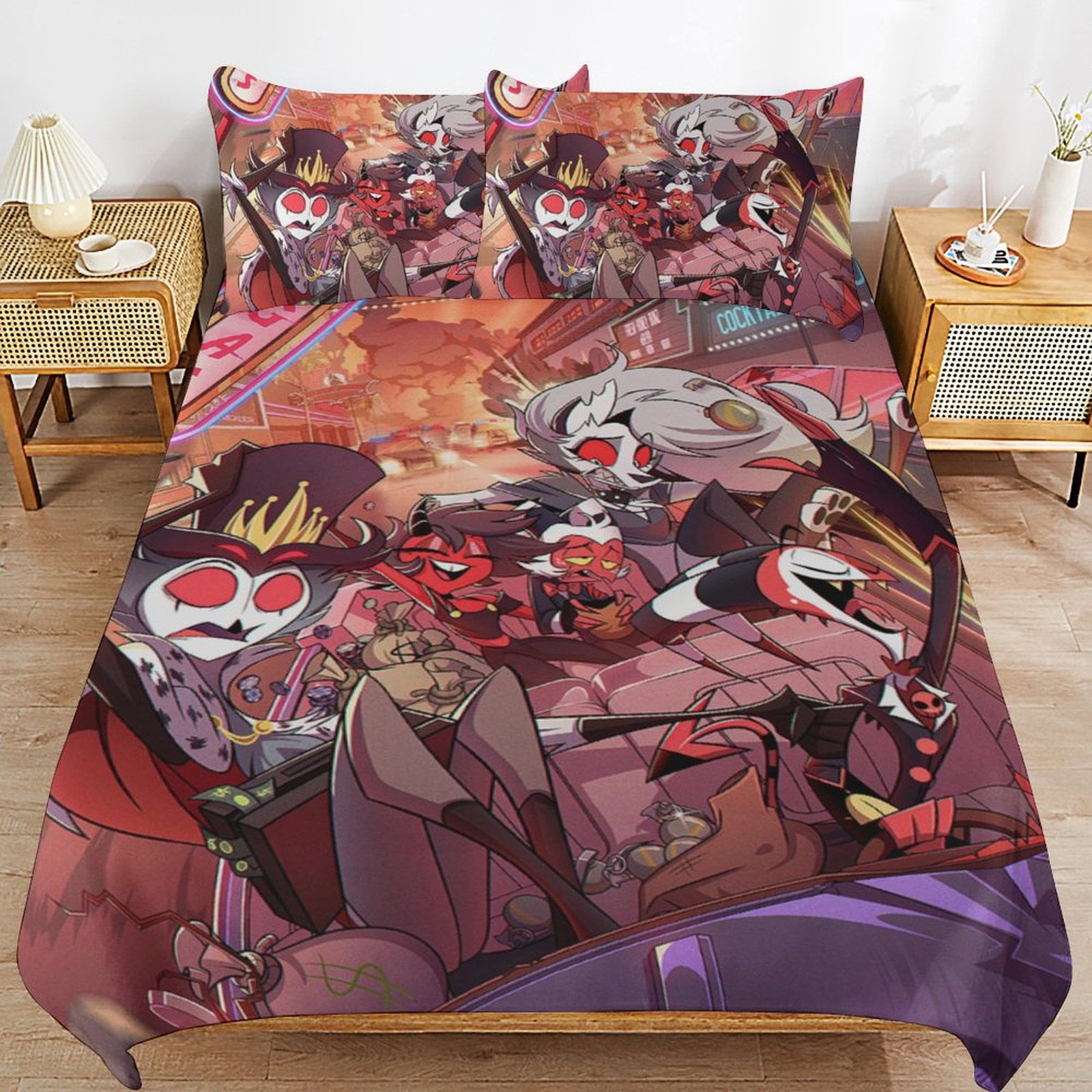 Hazbin Hotel Helluva Boss Bedding Set Duvet Cover Comfortable And Lightweight Cartoon Bedding 3