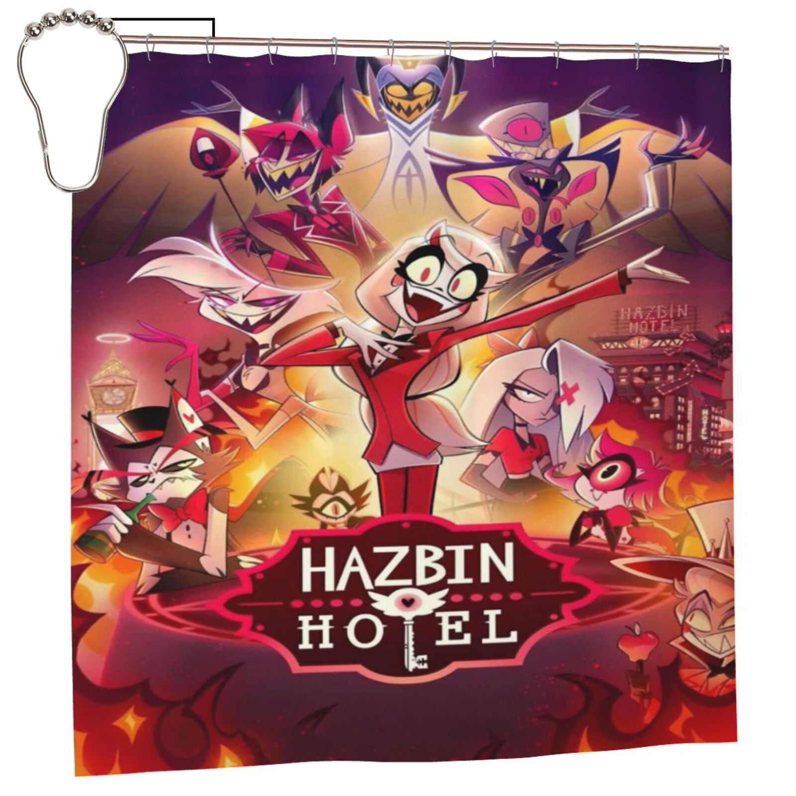 Hazbin Hotel Helluva Boss Shower Curtain Bath Curtain Sets Fabric 