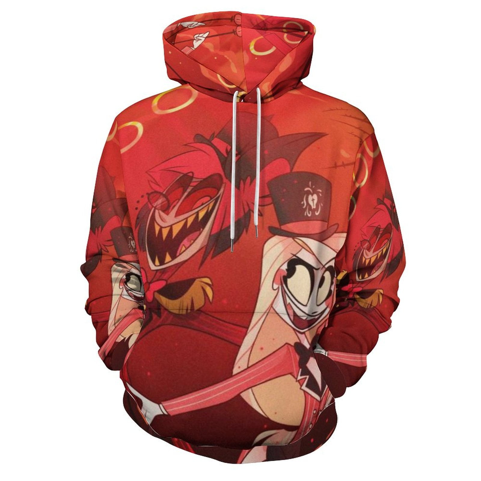 Pullover à Capuche Hazbin Hotel - Imprimé 3D Alastor/Angel Dust - Sweat-shirt Décontracté, Poches Kangourou (Polyester, Taille Unique)