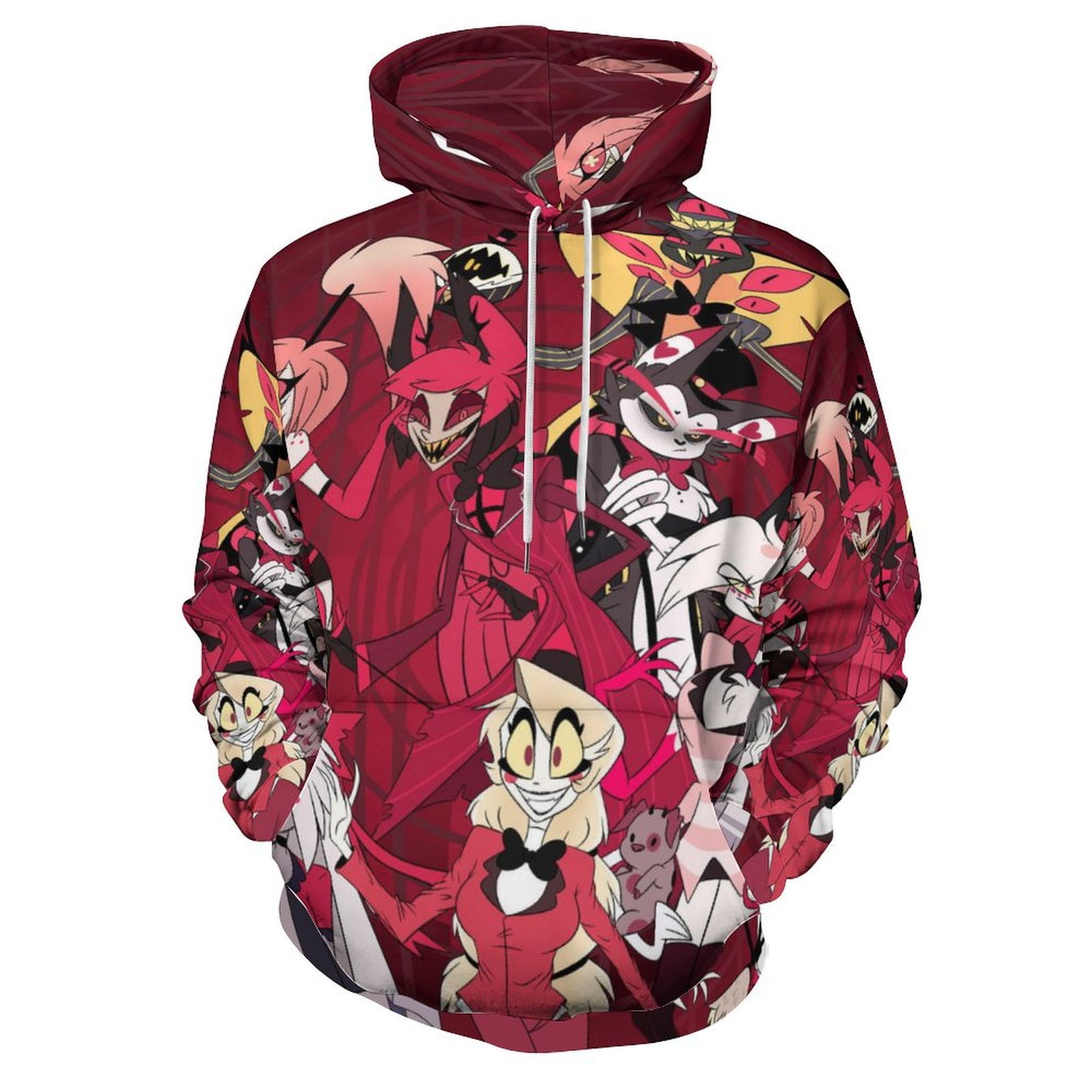 Nesthome Hazbin Hotel Hoodies Unisex met Lange Mouwen en Capuchon Sweatshirts Mannen Vrouwen Mode Pullover Anime Kleding, zwart-2, M
