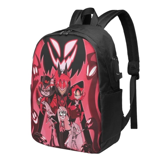 Hazbin Hotel Laptop Backpack With Usb Charging Port 17 Inch Daypack Travel College School Computer Bag Bookbag
