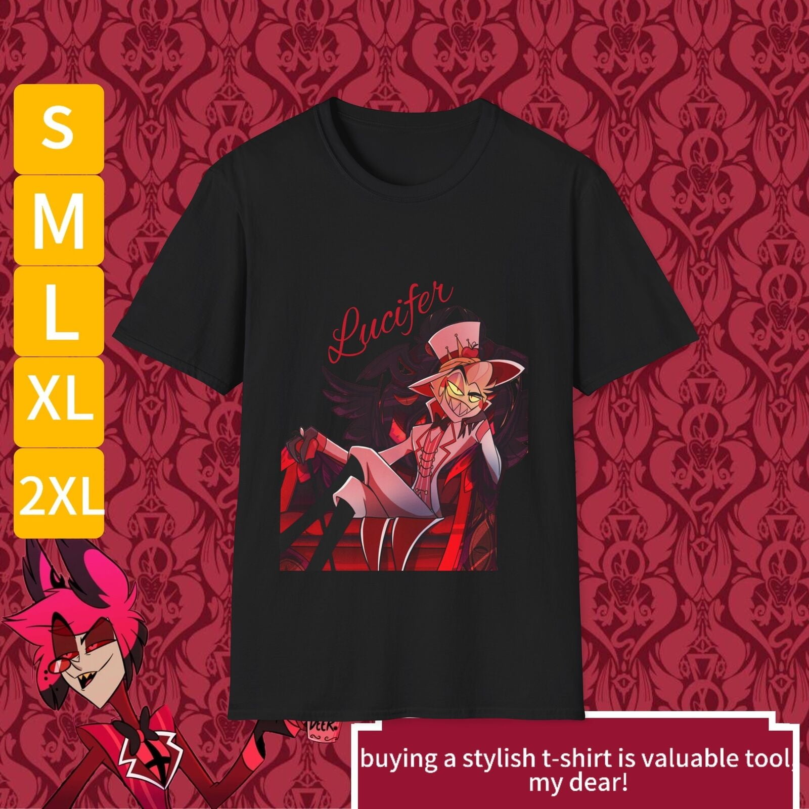 Hazbin Hotel Lucifer Overlord Alastor Unisex Softstyle TShirt Top