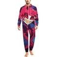 thumbnail image 1 of Hazbin Hotel Men's Hooded Jumpsuit - Zip Up One Piece Pajamas Soft Cozy Winter Warm Plush Loungewear, 1 of 8