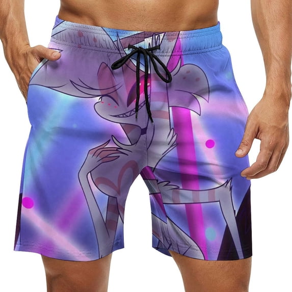 Hazbin Hotel Mens Board Shorts Quick Dry Swim Trunk Lightweight Soft Swimsuit Bathing Suit for Boys 2XL