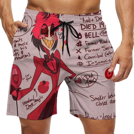 Hazbin Hotel Mens Board Shorts Quick Dry Swim Trunk Lightweight Soft Swimsuit Bathing Suit for Boys 2XL