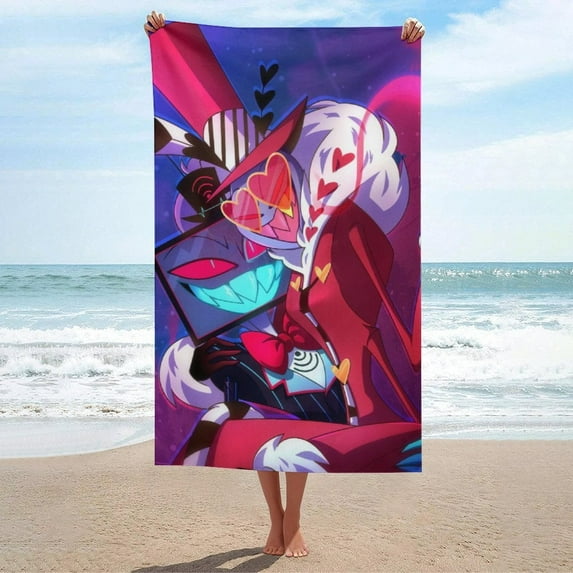 Hazbin Hotel Microfiber Beach Towel Soft Absorbent Quick-Dry Bath Towels 130x80cm for Kids And Adults for Bathroom Shower,Guests,Pool Swimming,Gym,Camp,Travel
