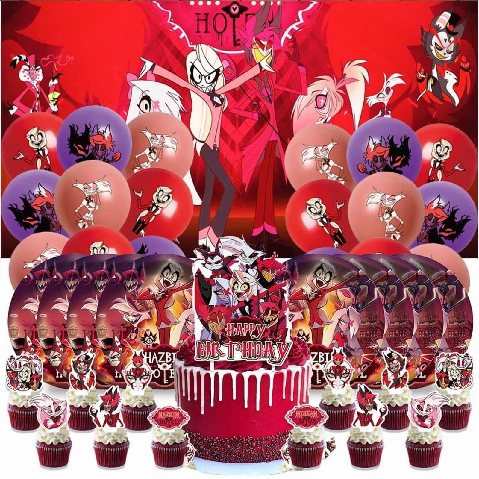 VDuck Alastor Birthday Party Decoration, Hazbin Hotel Theme Banner, Cake Toppers, Latex Balloons for Anime Occasion : Buy Online at Best Price in KSA - Souq is now
