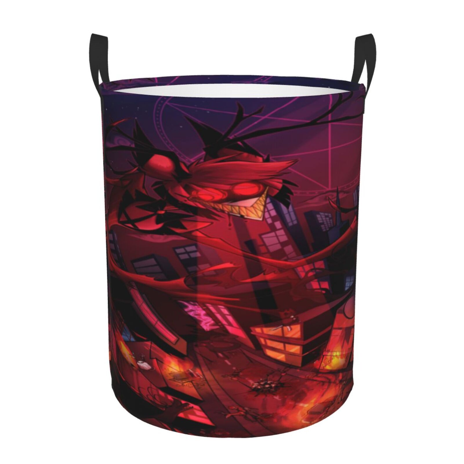 Hazbin Hotel Round Storage Basket Laundry Hamper Clothes Storage Basket