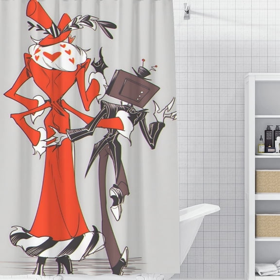 Hazbin Hotel Shower Curtain 35*70.8 Inches Waterproof And Durable Vivid Patterns Instantly Elevates Bathroom Style
