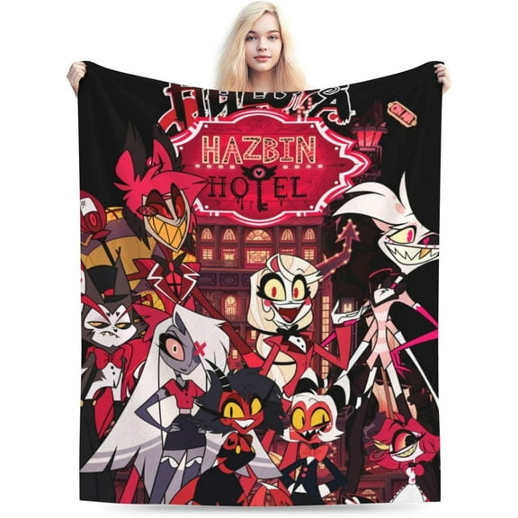Hazbin Song Dance Hotel Throw Blanket Fleece Blanket Warm Sofa Blankets Queen Size Blankets for All Season Funny Blankets for Hotel Portable Outdoor Blankets for Workouts 30x40, Black