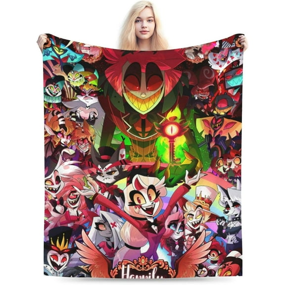 Hazbin Song Dance Hotel Throw Blanket Fleece Blanket Warm Sofa Blankets Queen Size Blankets for All Season Modern Blankets for Chair Beautiful Outdoor Blankets for Hiking 30x40, Black